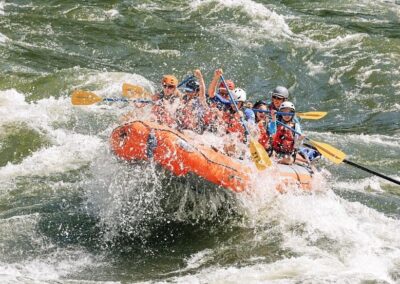 Guests on an Alberton Gorge whitewater rafting trip.